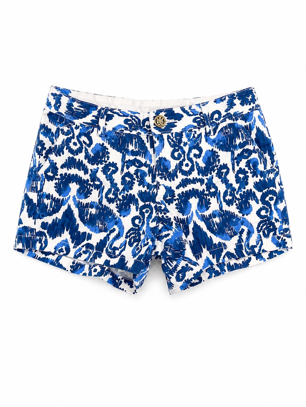 Lilly Pulitzer Callahan Shorts Size 8 Blue White Abstract Ikat Print